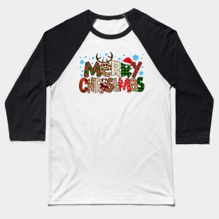 Merry Christmas Red Buffalo Plaid Baseball T-Shirt